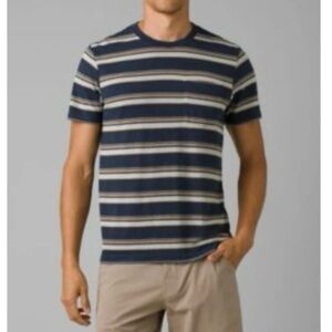 NWT Prana Men’s Cardiff SS Pocket T-Shirt Sz XXL Nautical Stripe